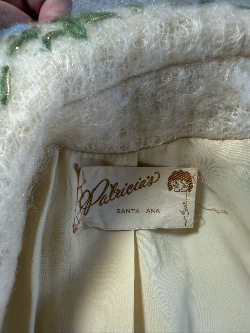 Vintage 1960s Bataldi Mohair Crewel Embroidered Coat S/M - Picture 10 of 15